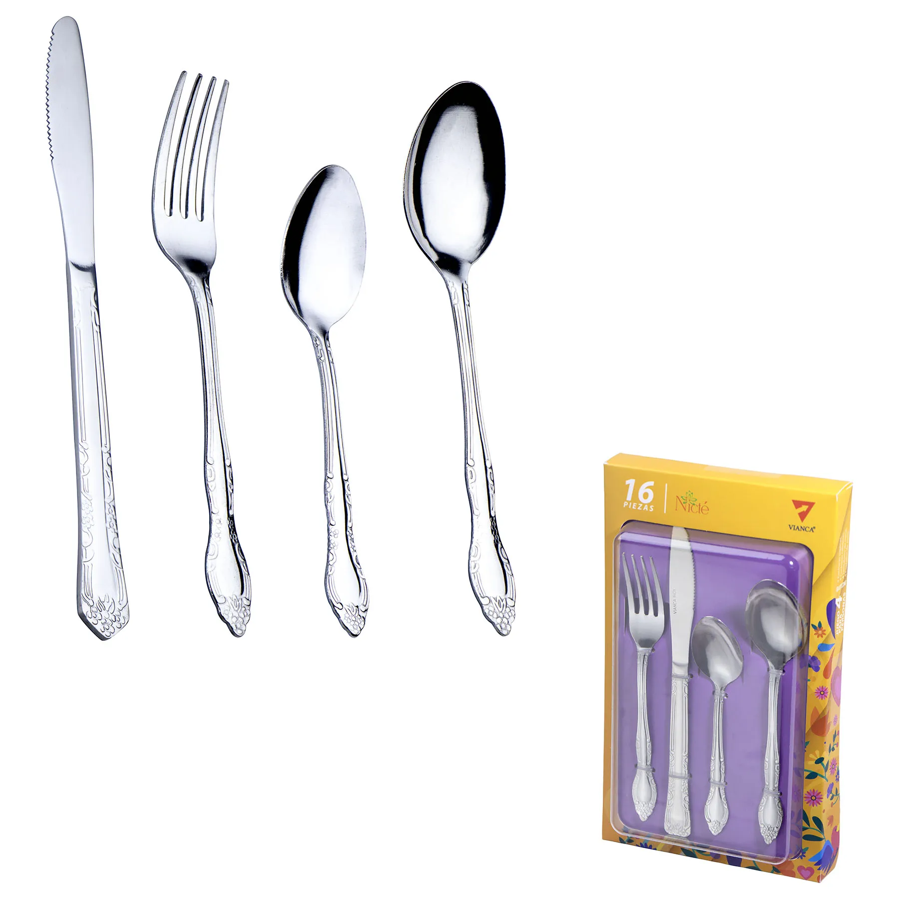 Juego 16 cubiertos Nicté burbuja