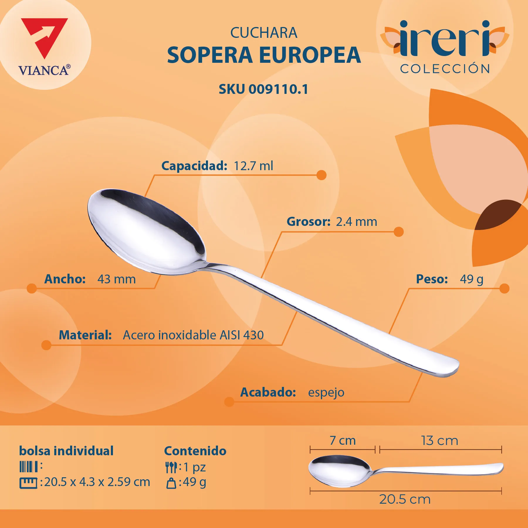Cuchara sopera europea Ireri