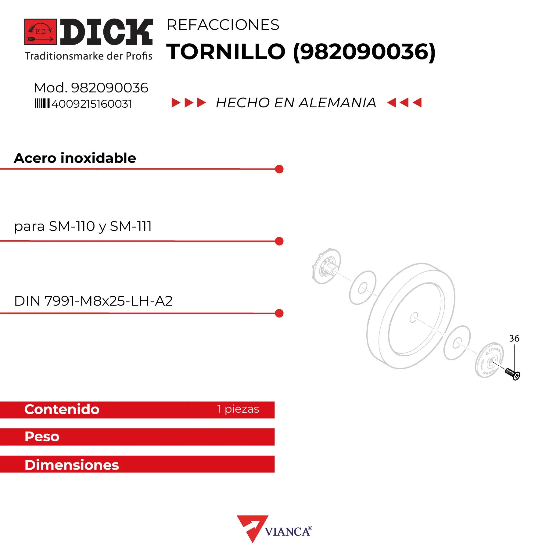 Tornillo avellanado LH